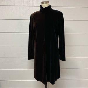 1980s brown and black harlequin velour Swing Dress